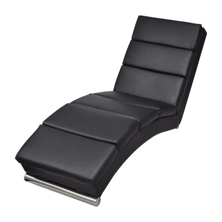 Chaise Longue Zwart Kunstleer | Retourdeal | 46% Korting, Huis en Inrichting, Banken | Sofa's en Chaises Longues, Minder dan 150 cm
