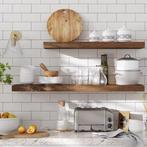 Vintage Zwevende Wandplank – MDF en Staal Opbergrek 40x20 cm, Huis en Inrichting, Kasten | Boekenkasten, Verzenden, Nieuw