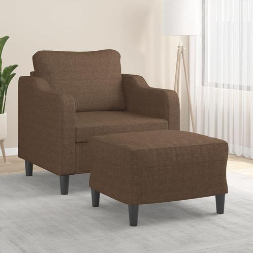 vidaXL Fauteuil met voetenbank 60 cm stof bruin, Huis en Inrichting, Banken | Bankstellen, Nieuw, Minder dan 150 cm, Stof, Eenpersoons