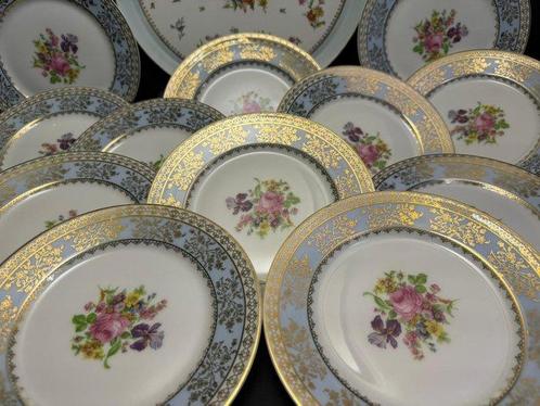 Limoges, Theodore Haviland France - Dessertservies - Goud,, Antiek en Kunst, Antiek | Meubels | Tafels