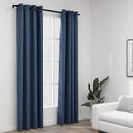 vidaXL Gordijnen linnen-look verduisterend ogen 2 st 140x245, Verzenden, Nieuw, Blauw