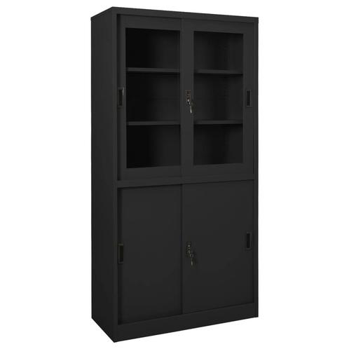 vidaXL Kantoorkast met schuifdeuren 90x40x180 cm staal, Huis en Inrichting, Kasten | Overige, Nieuw, Verzenden