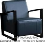 Donkergrijze leren stalen fauteuil |  donkergrijs leer | NIE, Huis en Inrichting, Fauteuils, Nieuw, Ophalen of Verzenden, Industrieel