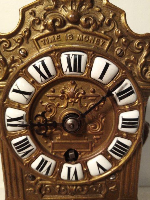 Minipendule - Brons, Emaille, Messing - 1850-1900, Antiek en Kunst, Antiek | Klokken