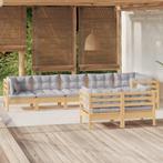 vidaXL 8-delige Loungeset met grijze kussens massief, Verzenden, Nieuw, Loungeset