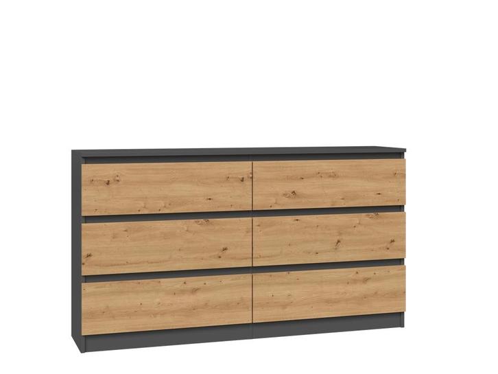 Ladekast  antraciet eiken 6 lades 140 cm Antraciet Eiken, Huis en Inrichting, Kasten | Ladekasten, Nieuw, 5 laden of meer, Overige houtsoorten