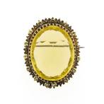 Gouden broche met Heliodoor | Antiek (vintage gouden hanger), Sieraden, Tassen en Uiterlijk, Ophalen of Verzenden, Gebruikt, Goud