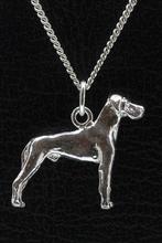 Zilveren Duitse dog oren ongecoupeerd ketting hanger - groot, Verzenden, Nieuw