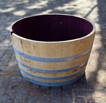 Groot half wijnvat 400L vat - Eikenhout - Bloembak - Vijver beschikbaar voor biedingen