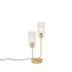 Art Deco tafellamp goud met glas 2-lichts - Laura, Huis en Inrichting, Lampen | Tafellampen, Nieuw, Glas, Art Deco, 50 tot 75 cm