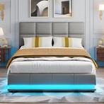 Hydraulisch tweepersoons opbergbed van kunstleer met hoofdei, Verzenden, Nieuw