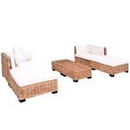 vidaXL Loungeset natuurlijk rattan 16-delig, Huis en Inrichting, Banken | Bankstellen, Verzenden, Nieuw, Riet of Rotan