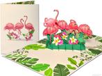 Grote pop-up kaart met Roze Flamingo’s en tropische blo..., Nieuw, Verzenden