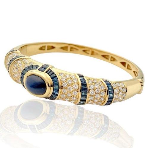 Armband - 18 karaat Geel goud - 8.80ct. tw. Saffier -, Sieraden, Tassen en Uiterlijk, Armbanden
