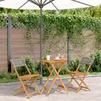 vidaXL 3-delige Bistroset poly rattan en massief hout grijs, Verzenden, Nieuw, Hardhout