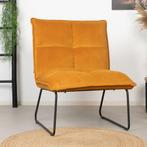 40% Korting: Velvet fauteuil Malaga okergeel, Huis en Inrichting, Fauteuils, Ophalen, Zo goed als nieuw, Stof, Velvet chique, Modern