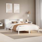 vidaXL Bed met boekenkast zonder matras grenenhout wit, Huis en Inrichting, Slaapkamer | Bedden, Verzenden, Wit, Nieuw, Twijfelaar