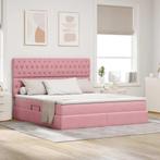 vidaXL Opslag bed met matras met matras Roze 160 x 200 cm, Huis en Inrichting, Slaapkamer | Bedden, Verzenden, Nieuw, Stof