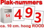 Huisnummer sticker Container sticker ROOD 10cm hoog, Nieuw