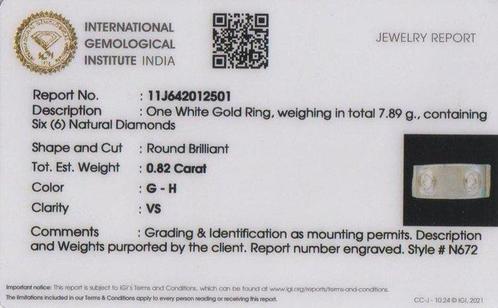 Ring - 18 karaat Witgoud - 0.82ct. tw. Diamant (Natuurlijk), Sieraden, Tassen en Uiterlijk, Ringen