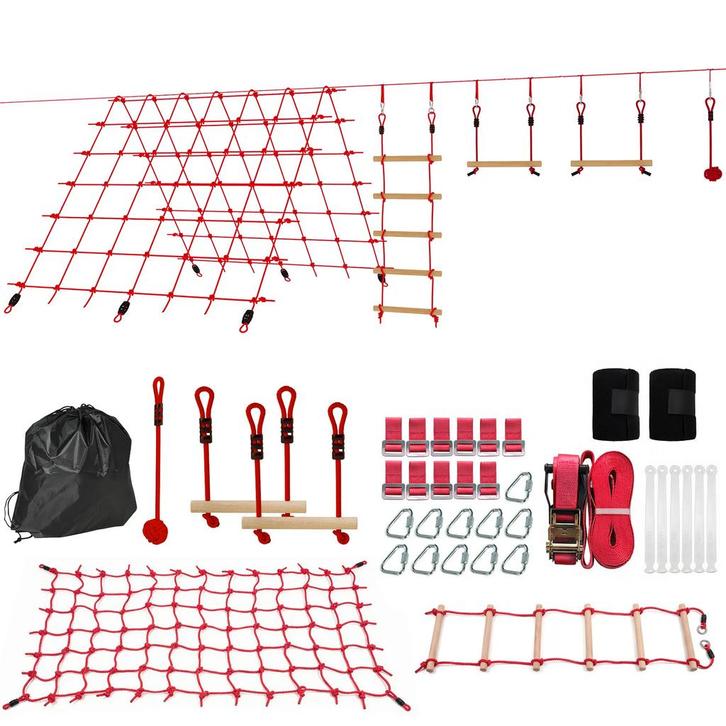 Ninja Line Kinder 10m Slackline Set Met Gymnastiekringen Sch, Kinderen en Baby's, Kinderkleding | Kinder-zwemkleding, Nieuw, Verzenden