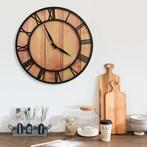 vidaXL Wandklok 39 cm MDF en ijzer bruin en zwart, Huis en Inrichting, Woonaccessoires | Klokken, Verzenden, Nieuw