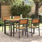 vidaXL Tuin Eetset 5 pcs Zwart en bruin 140 x 80 x 75 cm, Tuin en Terras, Tuintafels, Verzenden, Nieuw