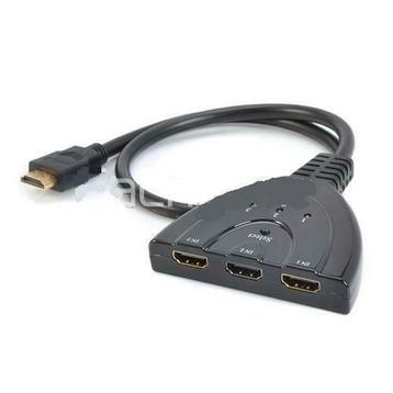 Triangle Style 3-Port 1080P HDMI V1.3b Mini Switch HUB Black