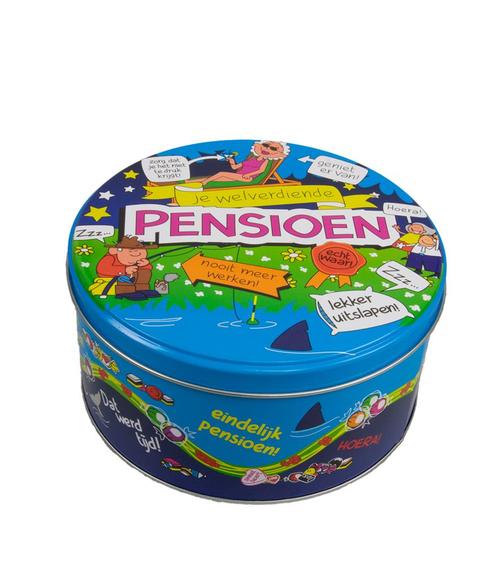 Snoeptrommel Pensioen, Hobby en Vrije tijd, Feestartikelen, Nieuw, Verzenden