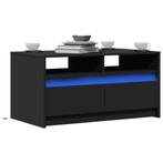 vidaXL Salontafel met LED-verlichting bewerkt hout zwart, Huis en Inrichting, Tafels | Salontafels, Verzenden, Nieuw, Overige houtsoorten