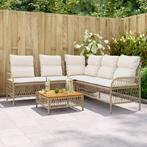 vidaXL 2-delige Loungeset met kussens poly rattan beige, Verzenden, Nieuw, Rotan, Loungeset