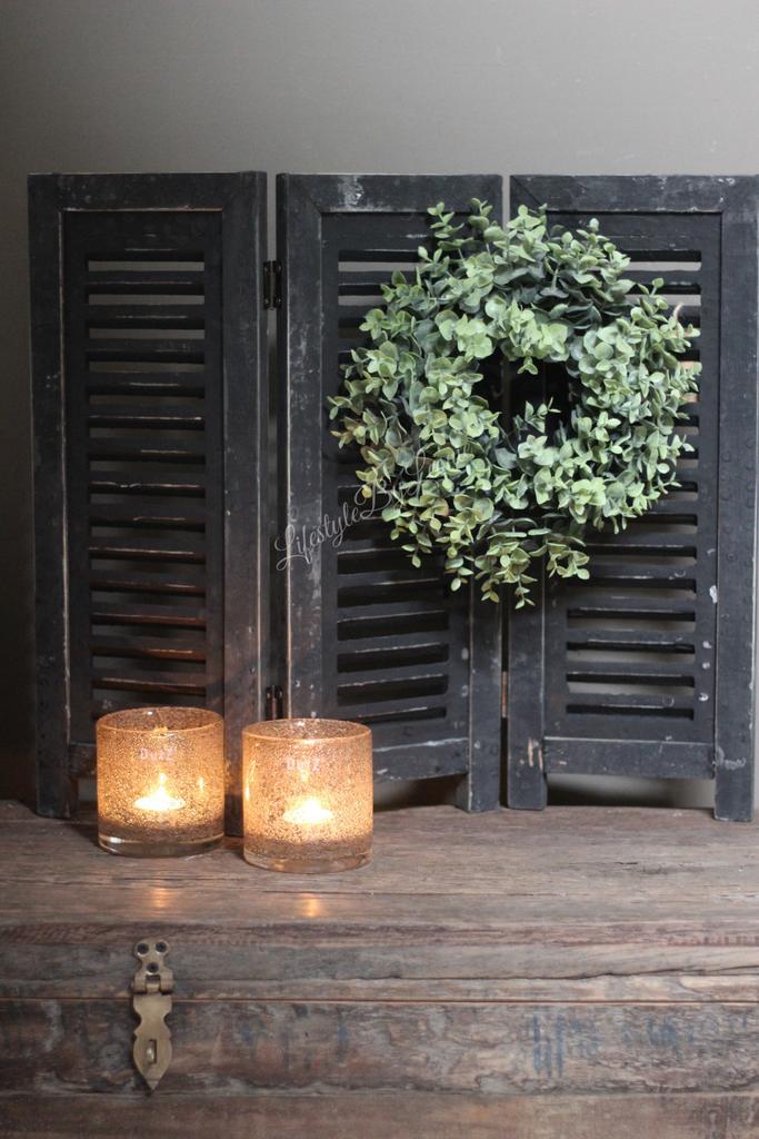 Drieluik shutters black wash 52 cm, Huis en Inrichting, Woonaccessoires | Overige, Nieuw, Ophalen of Verzenden