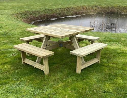 Picknicktafel, Stockholm, vierkant, Tuin en Terras, Palen, Balken en Planken, Ophalen of Verzenden