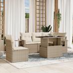 vidaXL 6-delige Loungeset met kussens poly rattan beige, Tuin en Terras, Tuinsets en Loungesets, Verzenden, Nieuw, Rotan, Loungeset