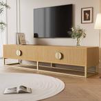 Tv-meubel Cassira - Fijne Beige Houtnerf - 180 x 40 x 40 cm, Huis en Inrichting, Verzenden, Nieuw