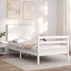 vidaXL Bedframe met hoofdbord massief hout wit 90x200 cm, Huis en Inrichting, Slaapkamer | Bedden, 90 cm, Eenpersoons, Verzenden