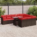 vidaXL 11-delige Loungeset met kussens poly rattan acacia, Tuin en Terras, Tuinsets en Loungesets, Verzenden, Nieuw, Rotan, Loungeset