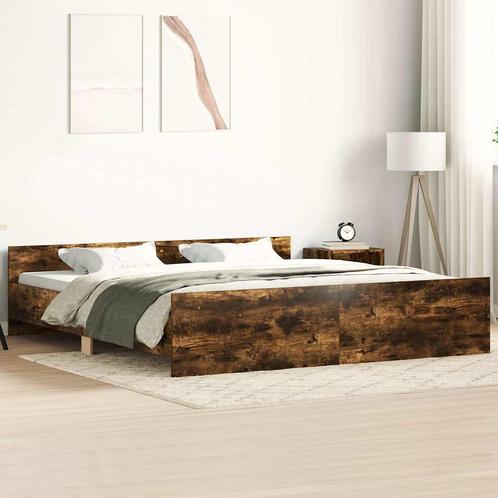vidaXL Bedframe met hoofd- en voeteneinde gerookt eiken, Huis en Inrichting, Slaapkamer | Bedden, 160 cm, 200 cm, Bruin, Tweepersoons