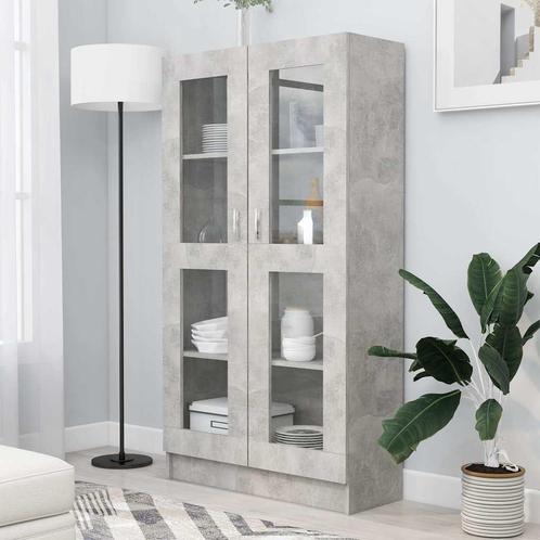 vidaXL Vitrinekast 82,5x30,5x150 cm bewerkt hout betongrijs, Huis en Inrichting, Kasten | Boekenkasten, 25 tot 50 cm, Nieuw, Overige houtsoorten