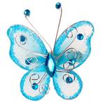 Haarklemmetje Aquablauwe Organza Vlinder met Steentjes en Gl, Ophalen of Verzenden, Nieuw, Blauw