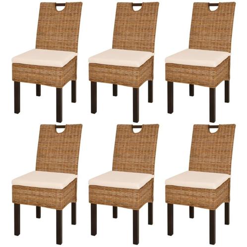 vidaXL Eetkamerstoel 6 st kubu rattan mangohout, Huis en Inrichting, Stoelen, Bruin, Nieuw, Verzenden