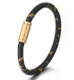 Zwart-Gouden Synthetische Leren Armband, Sieraden, Tassen en Uiterlijk, Armbanden, Nieuw