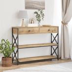 vidaXL Wandtafel 100x28x75 cm bewerkt hout en staal, Huis en Inrichting, Tafels | Bijzettafels, Verzenden, Nieuw