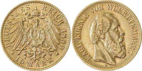 10 Mark Kaiserreich Karl von Wuerttemberg 1890f, Postzegels en Munten, Munten | Europa | Niet-Euromunten, Verzenden