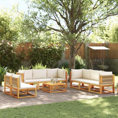 vidaXL 9-delige Loungeset met kussens massief acaciahout, Tuin en Terras, Tuinsets en Loungesets, Loungeset, Nieuw, Hardhout, Verzenden