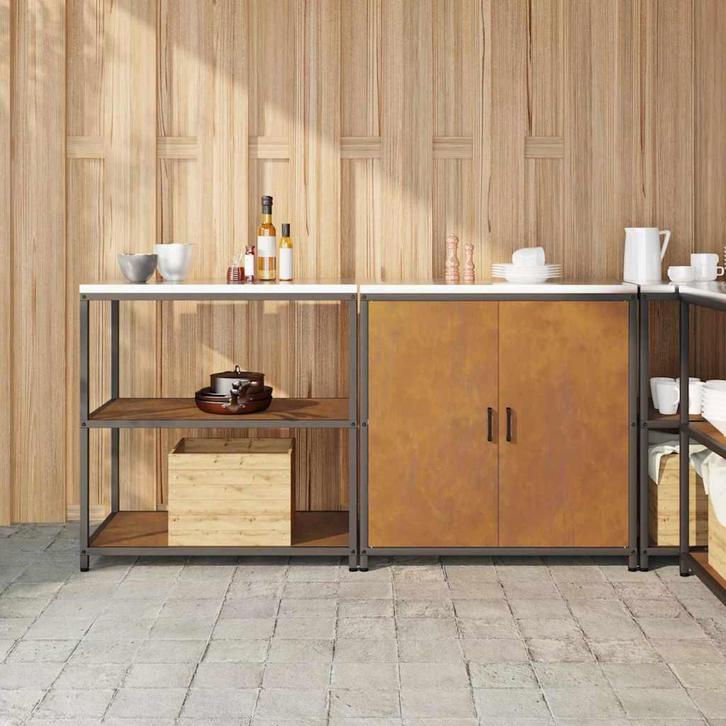 vidaXL Keukenopslag set 2 pcs Roestig 180 x 50 x 92 cm, Huis en Inrichting, Keuken | Keukenelementen, Bruin, Nieuw, Verzenden