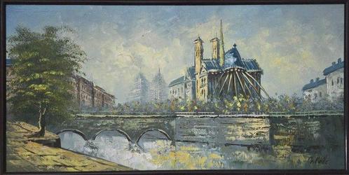 Ecole du XXème siècle - Vu sur la seine et Notre Dame de, Antiek en Kunst, Kunst | Schilderijen | Klassiek
