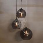 Moderne Zwarte Hanglamp Rond 30cm 3 Lichts Titan glas