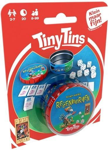 Tiny Tins: Regenwormen - Dobbelspel | 999 Games -, Hobby en Vrije tijd, Gezelschapsspellen | Bordspellen, Nieuw, Verzenden