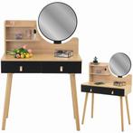 Kaptafel met spiegel - make up tafel - 2 lades - hout zwart, Huis en Inrichting, Tafels | Kaptafels, Ophalen of Verzenden, Nieuw